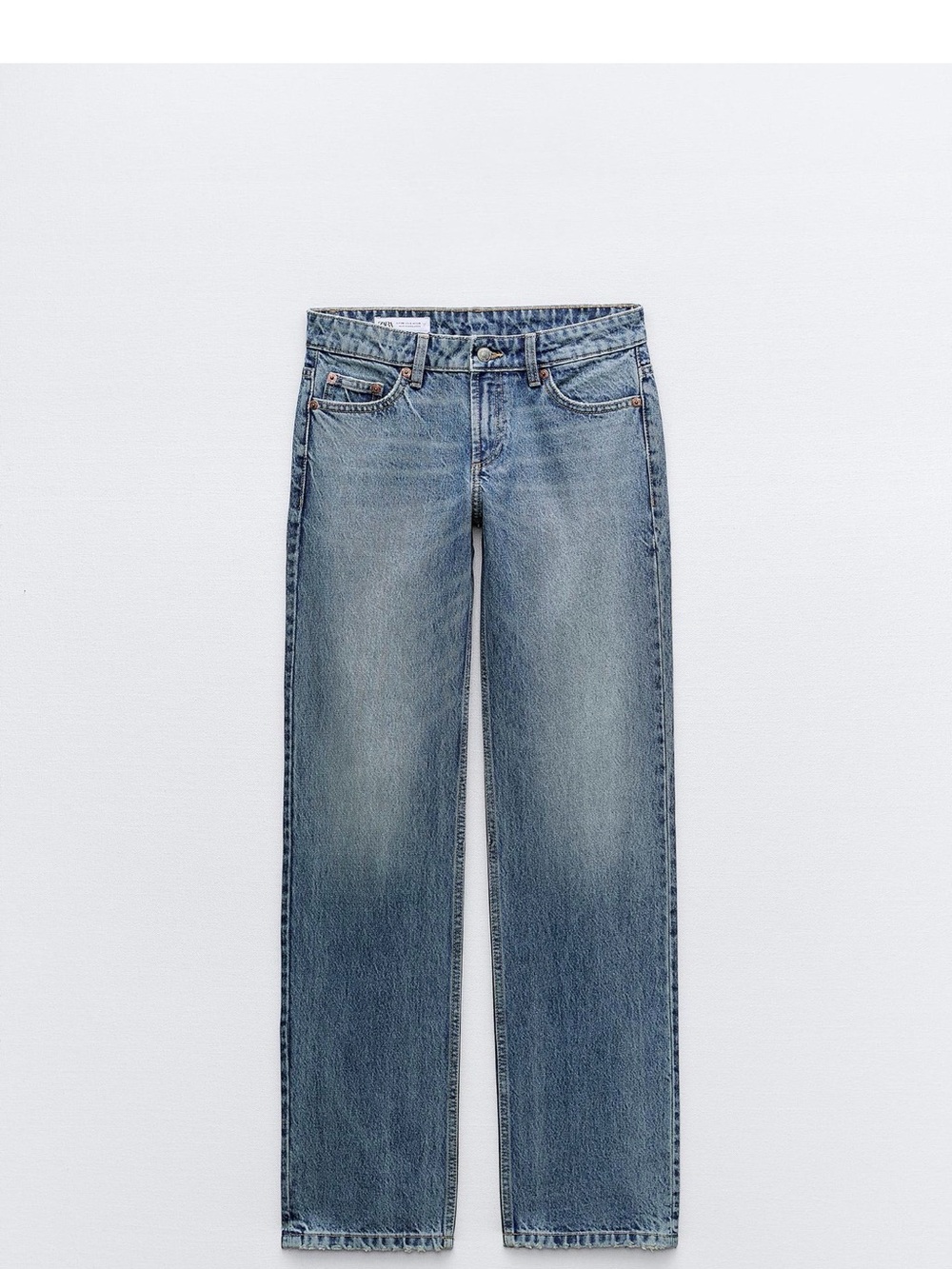 Zara Women’s TRF low rise straight cut Jeans in Washed Blue